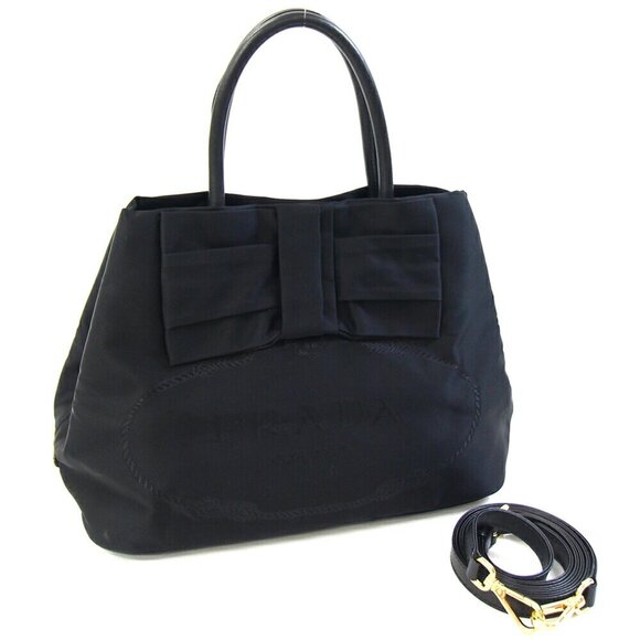PRADA Black Leather Shoulder Bag